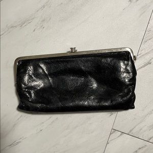 Black leather hobo wallet